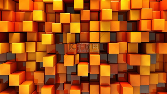 渐变橙色几何背景图片_橙色和金色渐变的抽象背景 3D 立方体