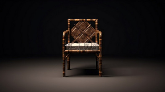 正面深棕色木椅的 3D 渲染