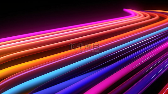 充满活力的霓虹灯线抽象背景与精致和高端的俱乐部氛围 3D 渲染