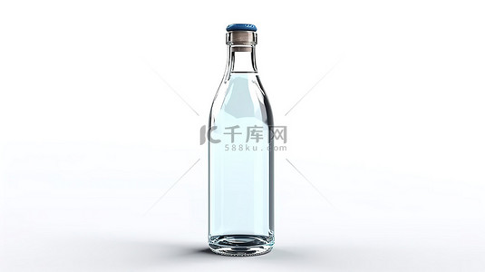 透明矿泉水瓶准备好您的定制设计 3D 渲染在白色背景上