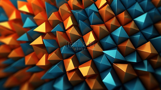 時尚网格背景图片_以抽象三角形为特色的 3D 渲染图案