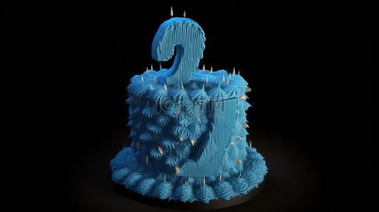 一个令人惊叹的 3D 生日蛋糕，蓝色阴影，上面有数字 20