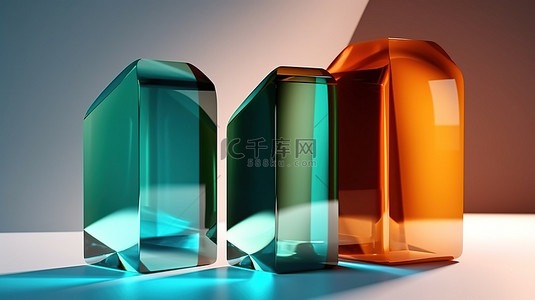 光滑玻璃中光滑的几何形状现代简约抽象插图