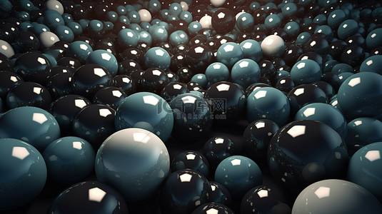 蓝色定位背景图片_3d 渲染背景中的大量球体随机调整大小并定位在平面上