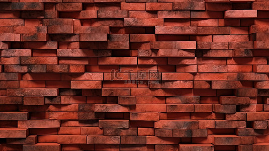 3d 渲染背景与质朴的红砖墙纹理
