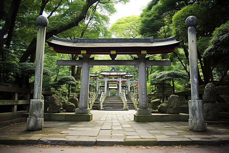 日本神社鸟居门 神道神社鸟居门