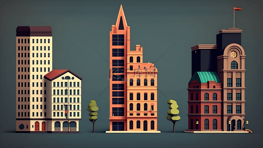 3d建筑高楼学校城市模型背景图