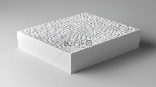 降解背景图片_可生物降解泡沫矩形盒模型，用于白色背景 3D 渲染上的生态友好包装