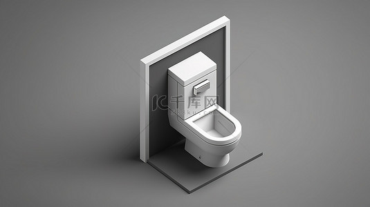 浴室水槽厕所和衣柜的单色等距 3D 图标