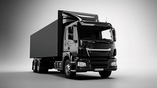 双驾驶室商业送货卡车采用时尚的黑色 3D 渲染图像