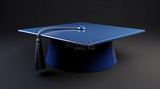 学习图标背景图片_蓝色的毕业帽 3d 图标