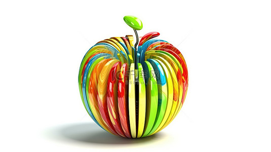 抽象水果背景图片_3d 渲染抽象苹果绘图在白色背景上