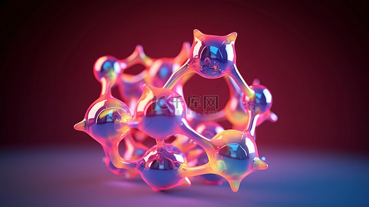 科技细胞背景图片_3d 抽象分子的渲染