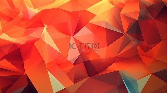红色菱形背景背景图片_多面抽象三角形低聚背景的 3d 渲染插图