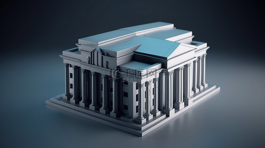 手机安全图标背景图片_银行大楼图标的插图 3D 渲染
