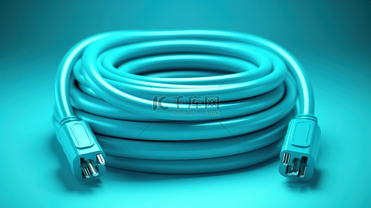 数据电缆背景图片_青色背景补充 3D 渲染的互联网 LAN 电缆