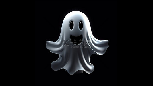 玩具眼睛背景图片_在黑色背景下的 3D 渲染中捕捉到的可爱的幽灵肖像