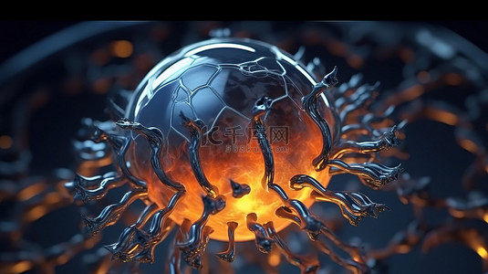 循环粒子背景图片_迷人的循环动画中的 3d 渲染抽象外星球体