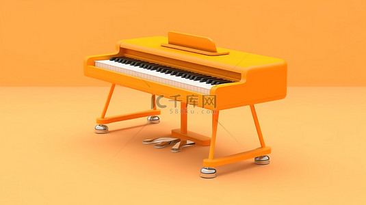 在 3D 工作室中以单色橙色色调呈现的工作室键盘支架