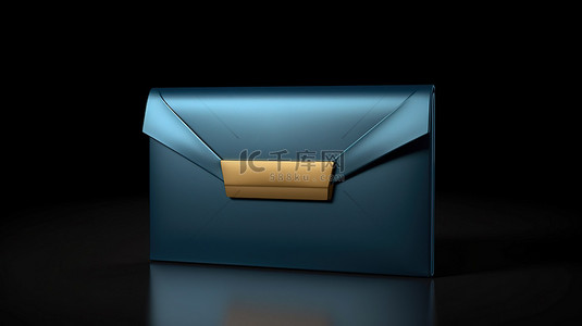 蓝色和金色信封覆盖着令人惊叹的 3D 渲染插图