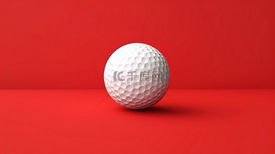 红色背景下白色高尔夫球的 3d 渲染