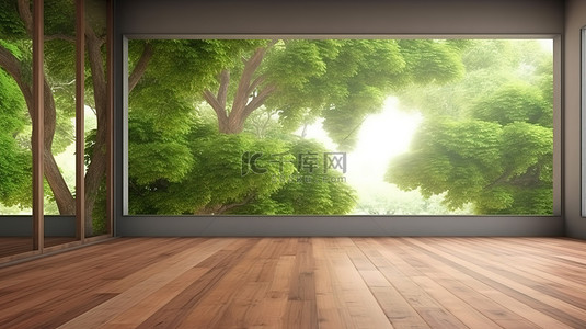 0基础班背景图片_以树木为灵感的木地板为空荡荡的 3D 房间奠定了基础