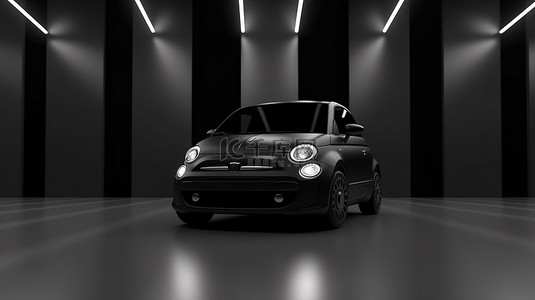 空画布黑色城市汽车等待您在 3D 渲染中的创意触摸