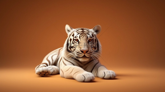橙色模版背景图片_3d 老虎的插图