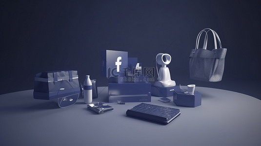 科索沃网上购物社交媒体和网站的 3D 渲染