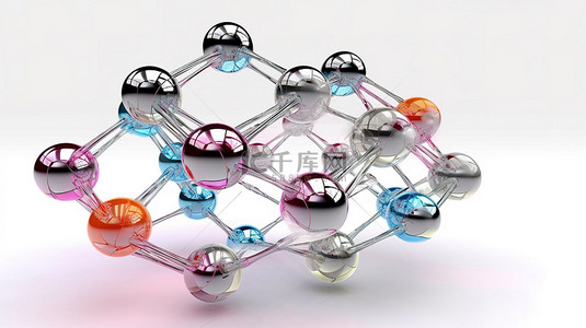 用于医学和科学研究的玻璃分子结构的 3D 渲染