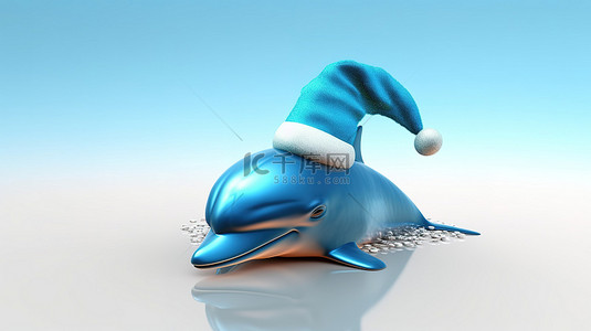 节日娱乐的圣诞节主题 3d 海豚插图