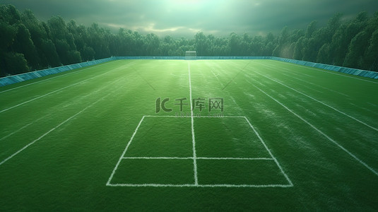 足球背景绿色背景图片_3d 渲染的绿色足球场上的足球