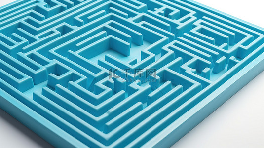 孤立的 3d 蓝色方形迷宫与剪切路径