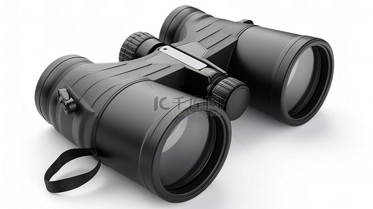 间谍背景图片_在白色背景上隔离的 3D 渲染中的双筒望远镜