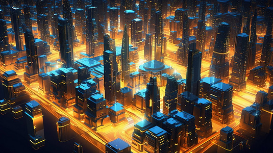 城市虚拟背景图片_虚拟宇宙 3d 渲染中的未来城市