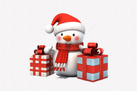穿着节日毛衣携带礼物的卡通雪人免费PNG下载 465x485