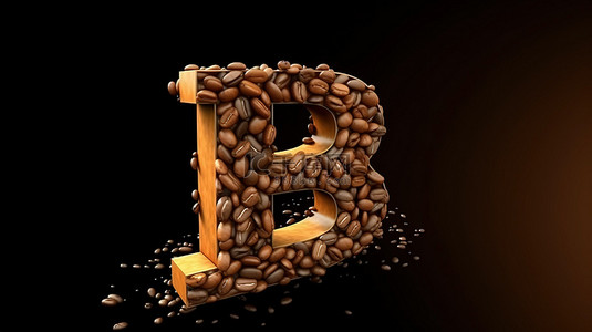 3d 渲染字母 b 由咖啡豆制成