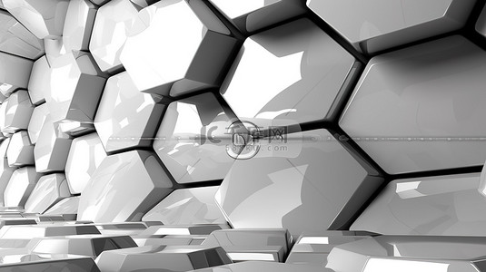 具有未来概念的白色六边形抽象展示的 3D 渲染