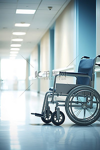 外科就诊背景图片_医院就诊期间走廊里的轮椅