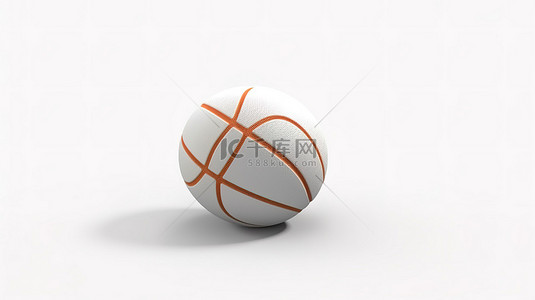 白色时尚棒球帽坐在白色背景下 3D 渲染的篮球顶上