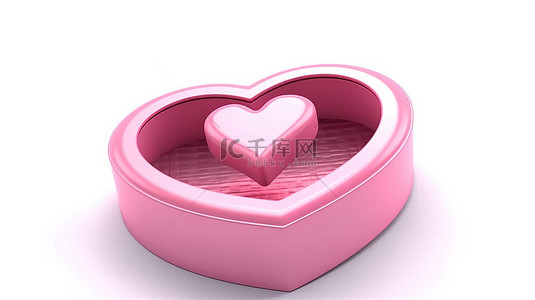 粉色礼品盒背景图片_粉色礼品盒的 3D 渲染，白色背景上弹出心脏