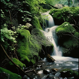 花果山瀑布背景图片_美丽的瀑布从森林地面流下