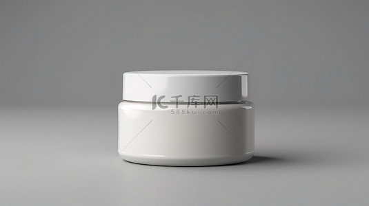 玻璃瓶瓶子样机背景图片_样机化妆品霜罐设计的独立 3D 渲染