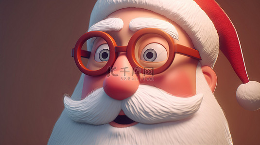 圣诞派对卡通背景图片_卡通圣诞老人的艺术 3D 肖像