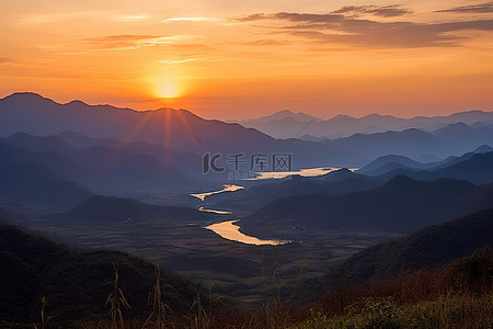 旅游景色背景图片_越南湄公河谷的日落景色