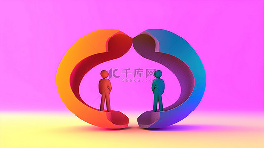 同性恋夫妇的 3d 渲染，性别符号代表男性在一起