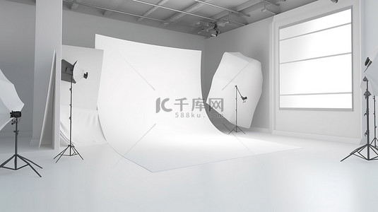 企业软件背景图片_3d 工作室中的白色屏幕