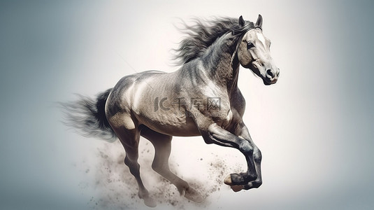 马尾巴背景图片_令人惊叹的野马全速驰骋，以 3D 渲染