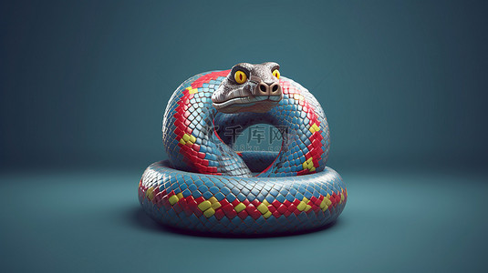 pinterest 上一条蛇防范危险的 3D 插图