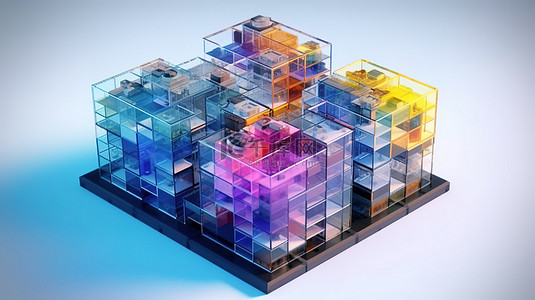 几何科技浅色背景图片_从上面看玻璃建筑的充满活力的城市景观的 3D 渲染